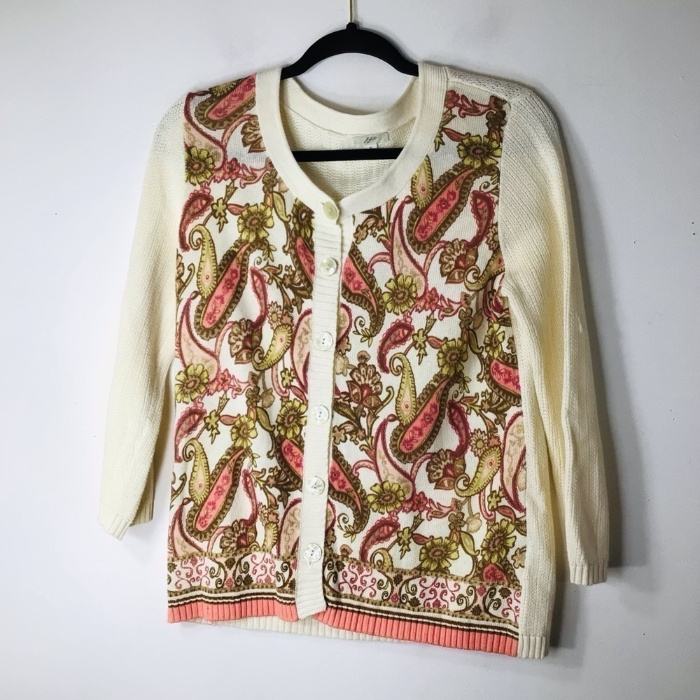 J Jill vintage linen cardigan sweater women small